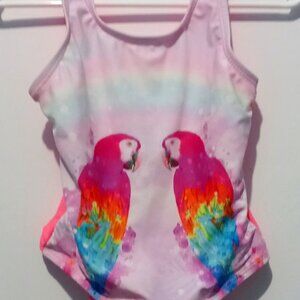 Limited Too Girl's Watercolor Parrot Print One Piece Swimsuit Size 3T